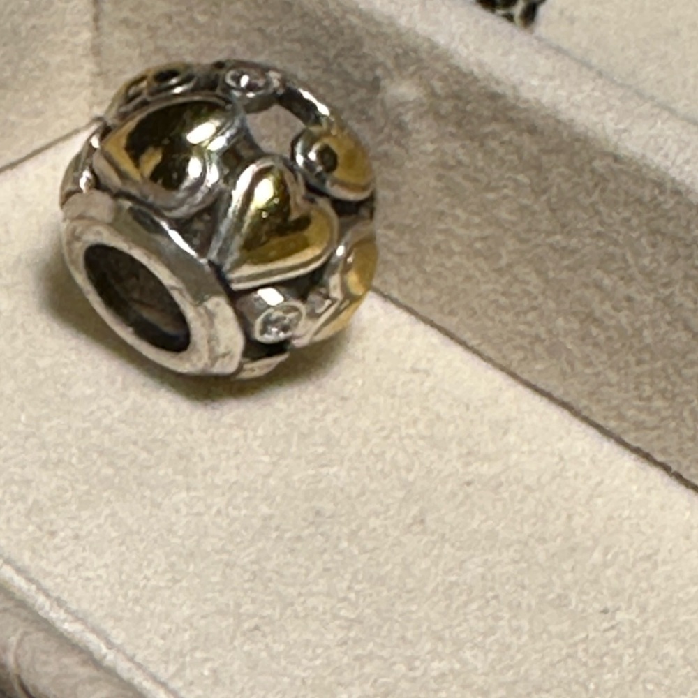 Brighton lots of crazy hearts bead charm bracelet with rhinestone silver gold